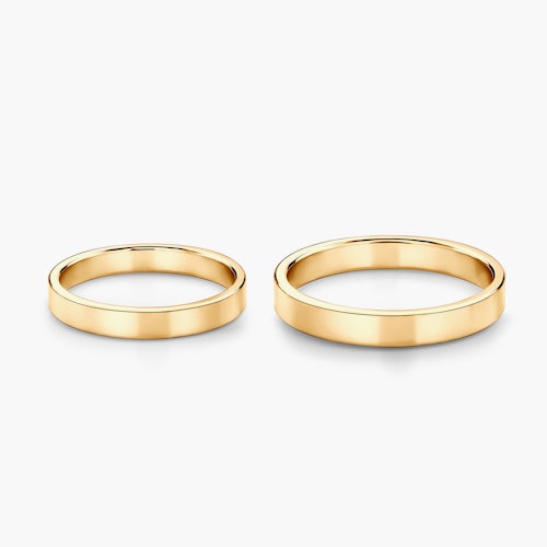 Obrączki ślubne: złote, płaskie, 3 mm